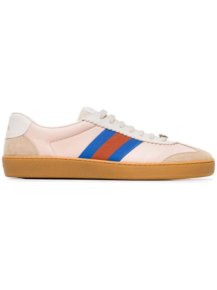 Gucci Neutral G74 Web Leather Sneakers - Neutrals