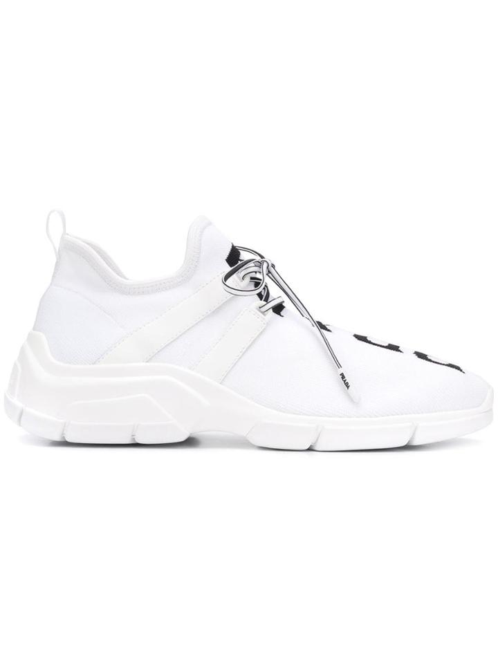 Prada Printed Logo Sneakers - White