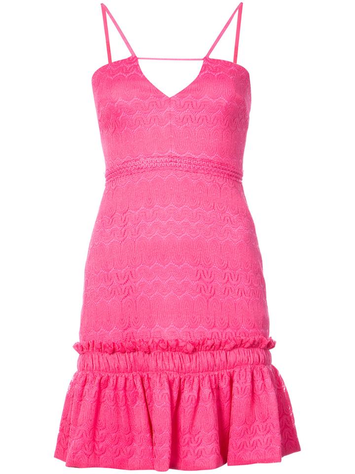 Three Floor Ruffled Hem Dress - Pink & Purple