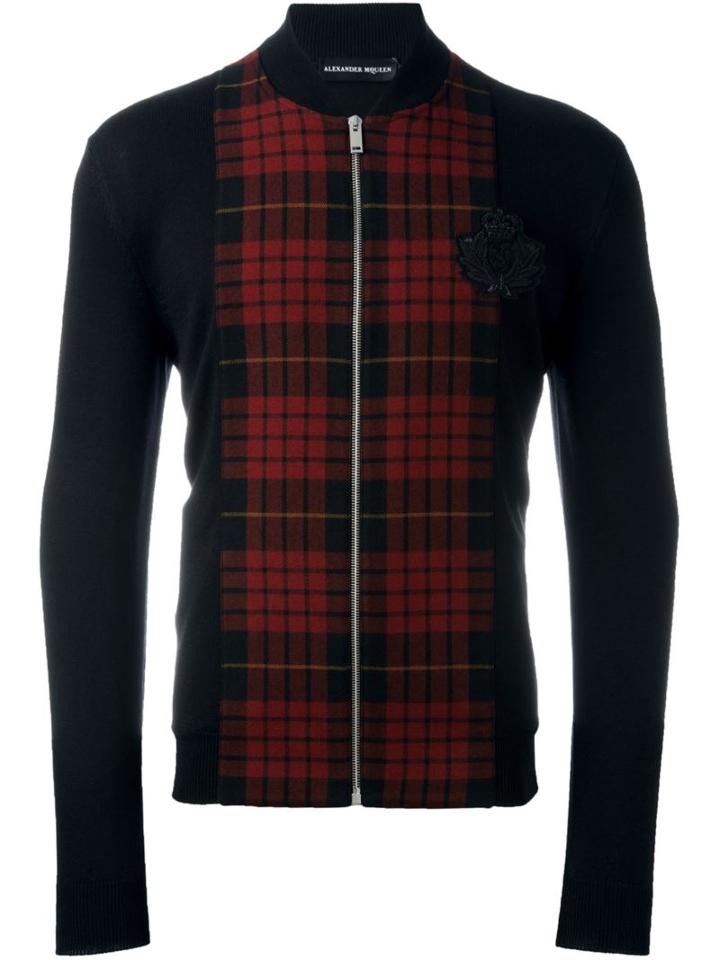 Alexander Mcqueen Tartan Panel Bomber Jacket, Men's, Size: Medium, Black, Wool