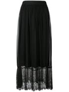 Federica Tosi - Lace Hem Maxi Skirt - Women - Silk/spandex/elastane/modal - S, Black, Silk/spandex/elastane/modal