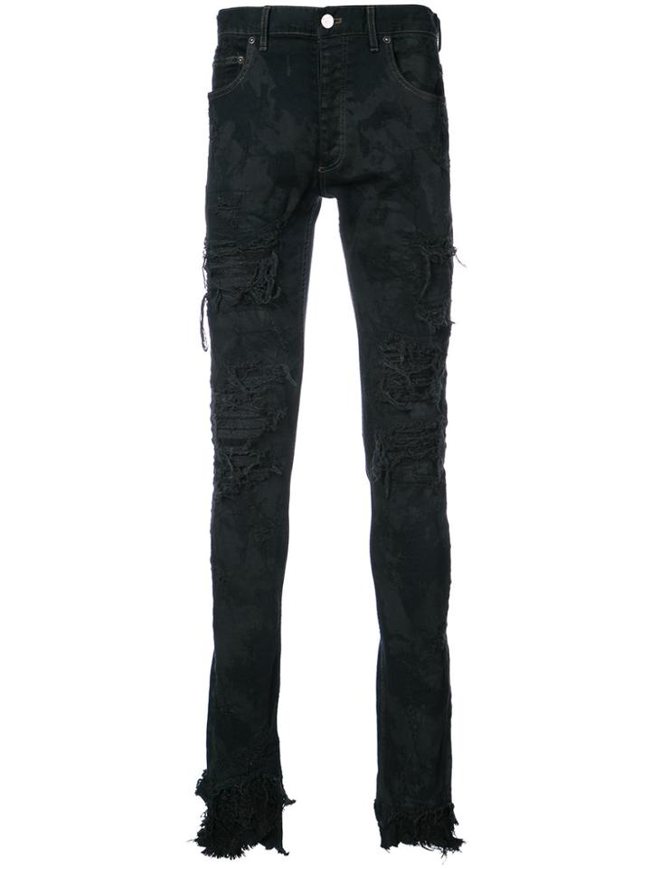 Fagassent Paint Splatter Distressed Jeans - Black
