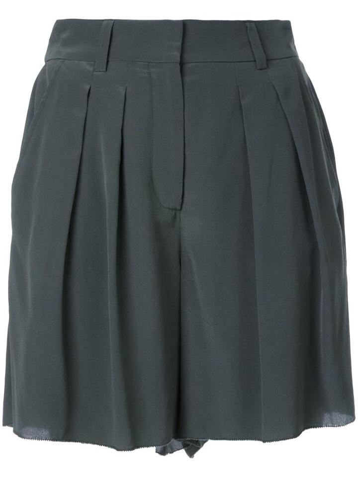Scanlan Theodore 'cdc' Pleat Front Shorts, Women's, Size: 8, Green, Silk