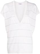 Brunello Cucinelli Beaded Detail Knitted Top - White