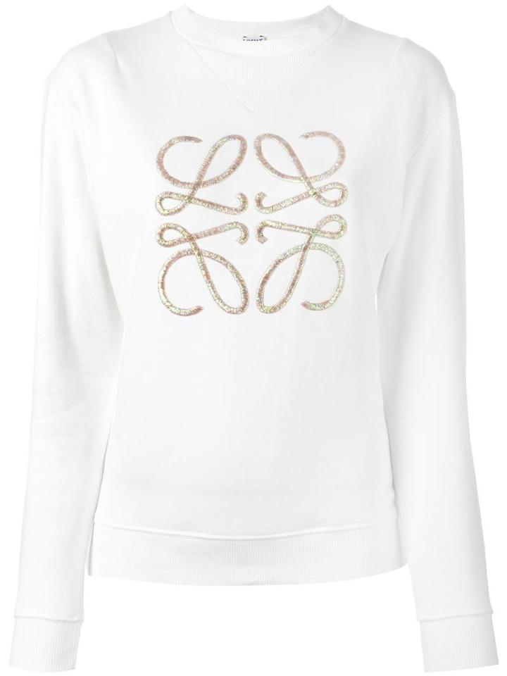 Loewe Embroidered Sweatshirt, Women's, Size: Xs, White, Cotton