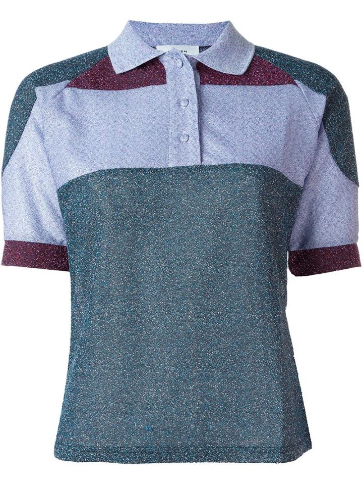Carven Short Sleeved Polo Shirt, Women's, Size: Small, Green, Polyester