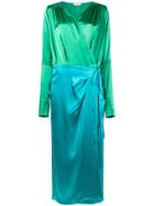 Attico Wrap Around Satin Dress - Green