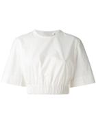 Solace London Cropped Elasticated Hem T-shirt - White