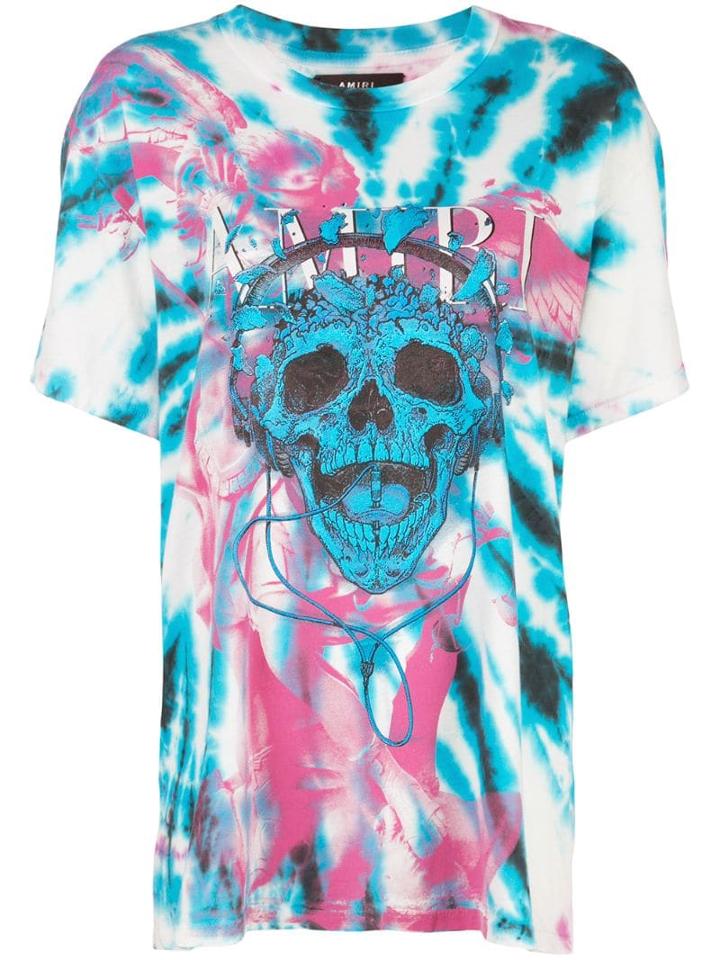 Amiri Skull Print Tie-dye T-shirt - Blue