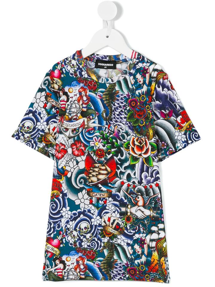 Dsquared2 Kids - All Over Print T-shirt - Kids - Cotton - 10 Yrs