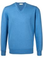 Gieves & Hawkes - V-neck Sweatshirt - Men - Wool - M, Blue, Wool