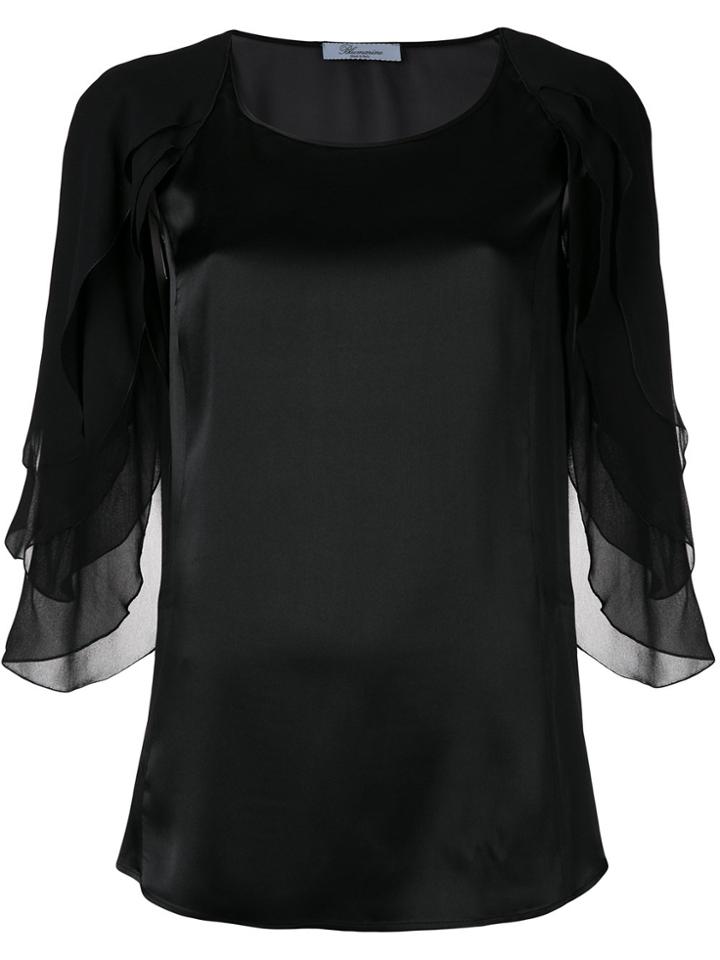 Blumarine Ruffle Sleeve Blouse - Black