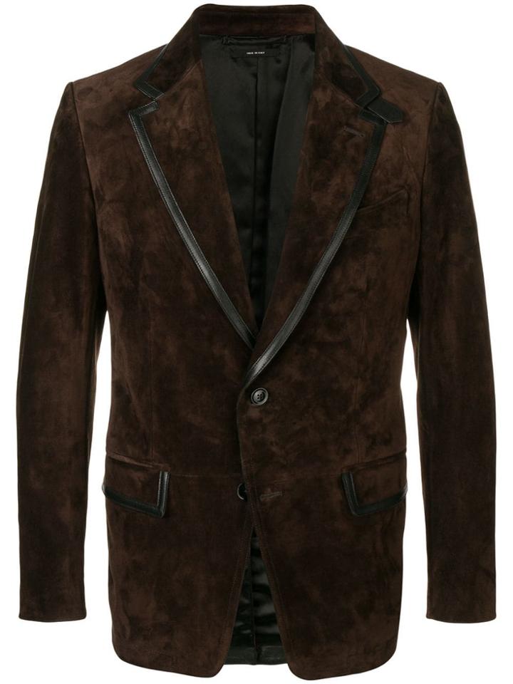 Tom Ford Leather Trim Blazer - Brown