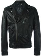 Belstaff Zip Up Biker Jacket, Men's, Size: 52, Black, Leather/viscose