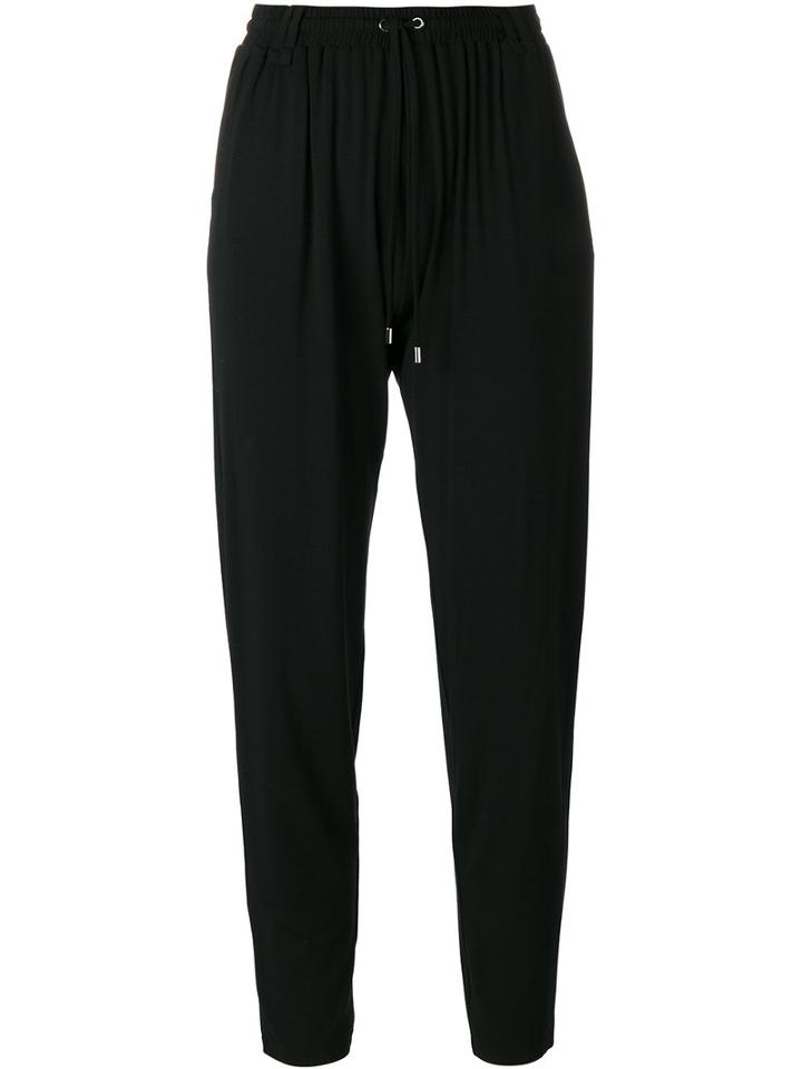 Plein Sud Drop Crotch Cropped Trousers, Women's, Size: 40, Black, Elastodiene/polyester/viscose