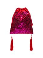 Attico Sequin Drawstring Pouch Bag - Red