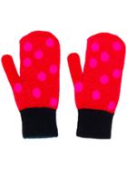 Ps Paul Smith Polka Dot Ribbed Detail Gloves - Red