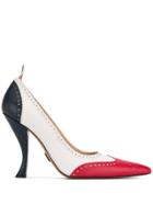 Thom Browne Brogued Long Point Pumps - Red