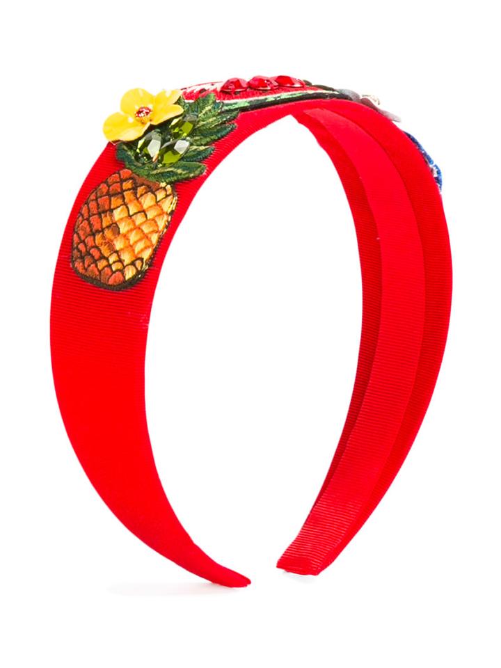 Dolce & Gabbana Kids Pineapple Patch Hair Band, Girl's, Red