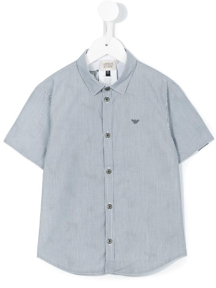 Armani Junior - Striped Shortsleeved Shirt - Kids - Cotton - 10 Yrs, White