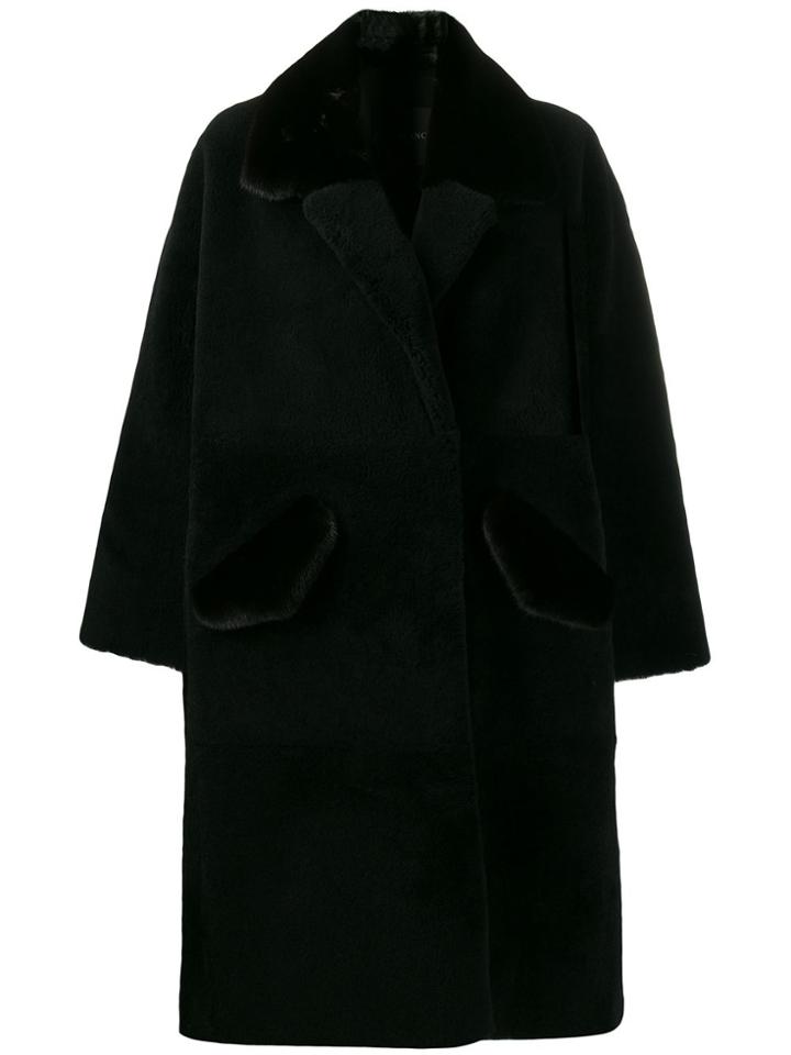 Blancha Oversized Faux-fur Coat - Black