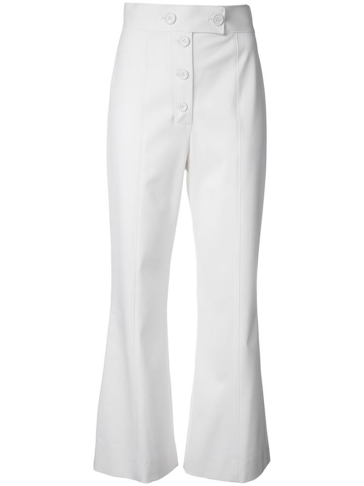 Proenza Schouler Cropped Flared Trousers, Women's, Size: 2, White, Spandex/elastane/wool