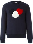 Moncler Logo Plaque Sweatshirt, Men's, Size: Large, Blue, Cotton/lyocell/acrylic/polyester