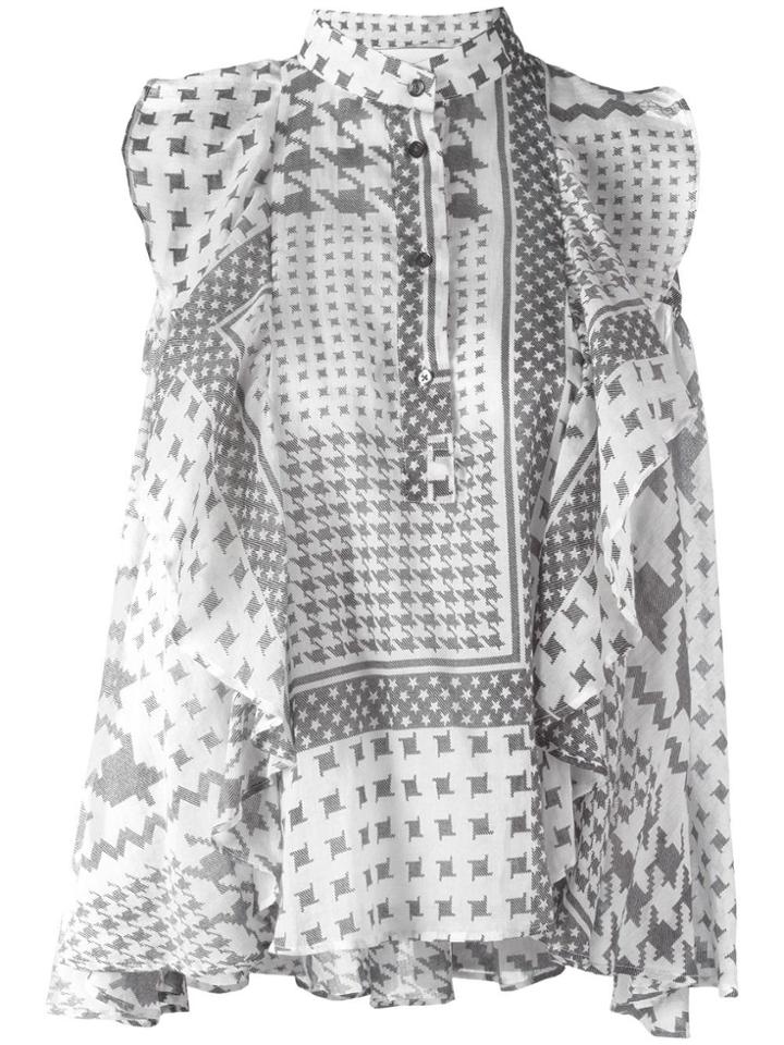 Iro Houndstooth Pattern Blouse - White
