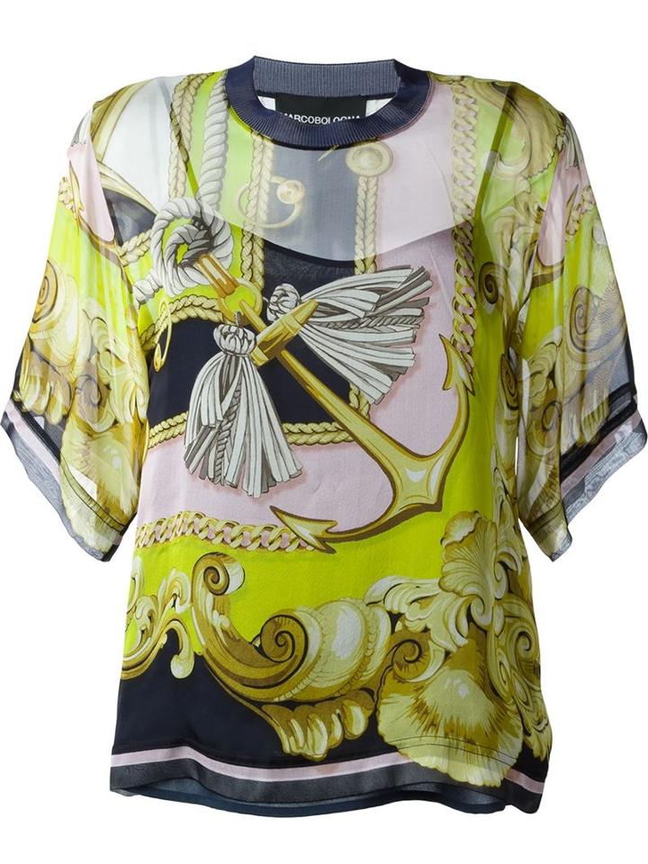Marco Bologna Baroque Print Sheer Blouse