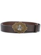 Dolce & Gabbana Crown Buckle Belt, Men's, Size: 100, Brown, Leather