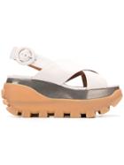 Marni Crossover Strap Platform Sandals - White