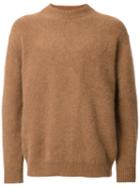 H Beauty & Youth. Ribbed Crew Neck Jumper, Men's, Size: Large, Brown, Acrylic/wool