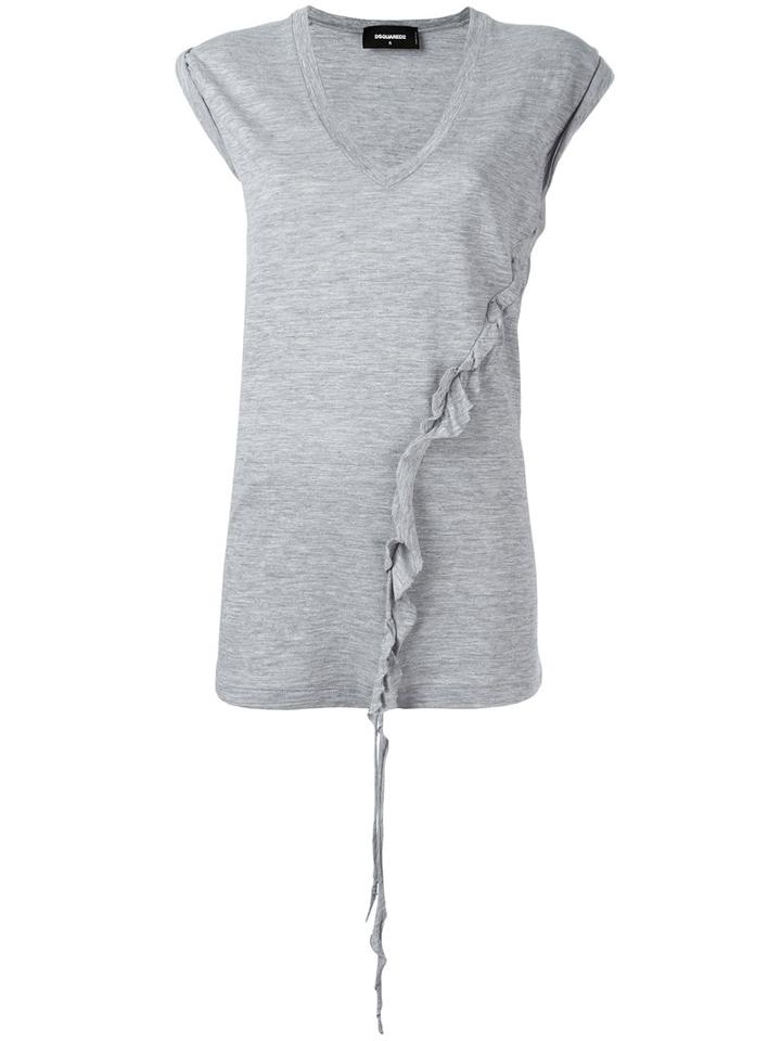 Dsquared2 Asymmetric Twisted T-shirt, Women's, Size: Medium, Grey, Cotton/viscose
