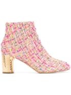 Casadei Metallic Heel Tweed Boots - Multicolour