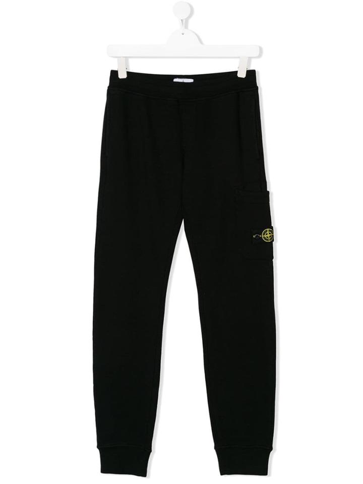 Stone Island Junior Logo Patch Track Pants - Black
