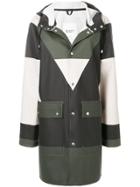 Stutterheim Colour Block Hooded Raincoat - Green