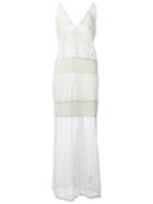Just Cavalli Long Layered Lace Dress, Women's, Size: 42, White, Cotton