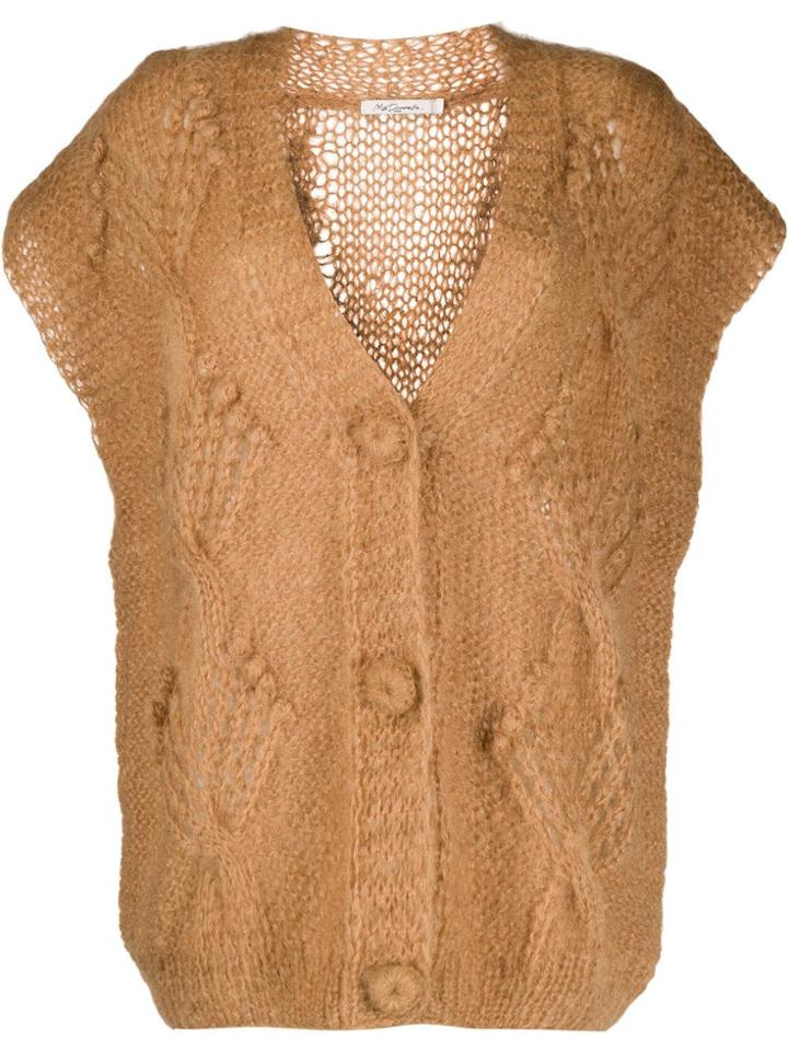 Mes Demoiselles Short-sleeved Knit Cardigan - Brown