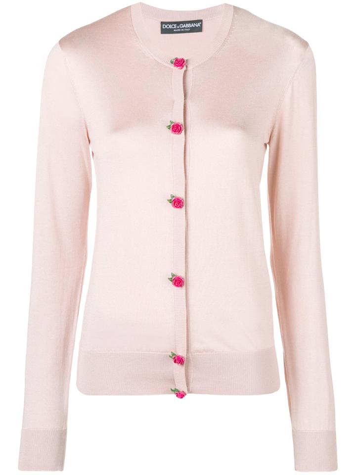 Dolce & Gabbana Rose Button Cardigan - Pink & Purple