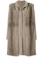Manzoni 24 Single Breasted Coat With Removable Fur Scarf - Nude &