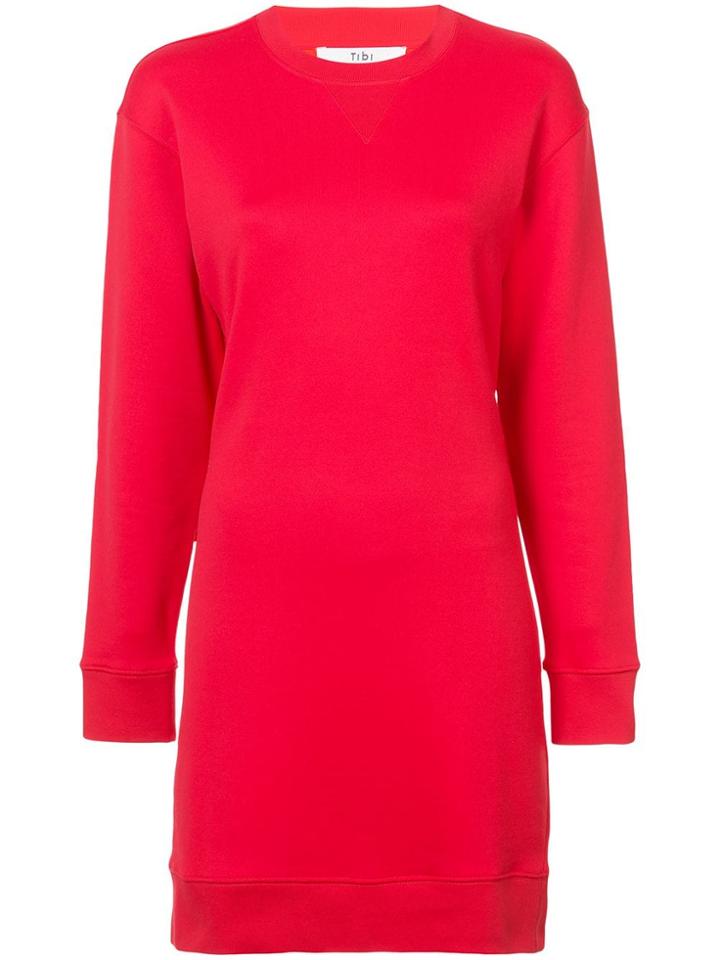 Tibi Open Back Sweatshirt Dress - Red