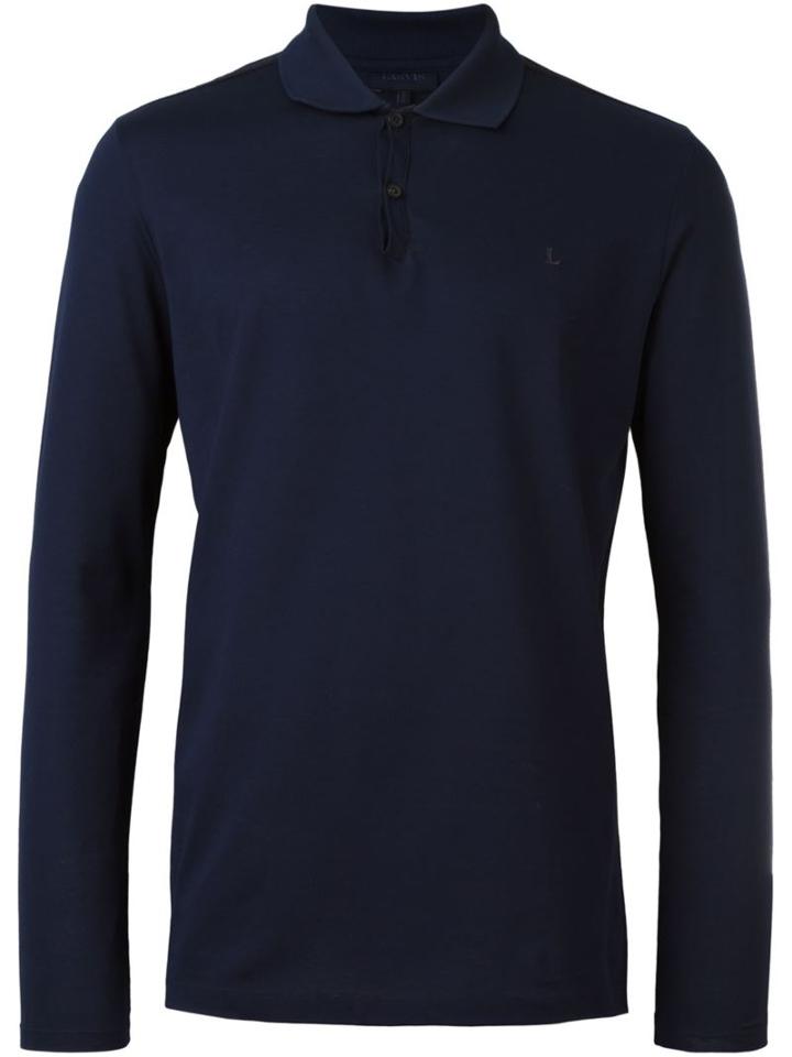 Lanvin Longsleeved Polo Shirt, Men's, Size: Medium, Blue, Cotton