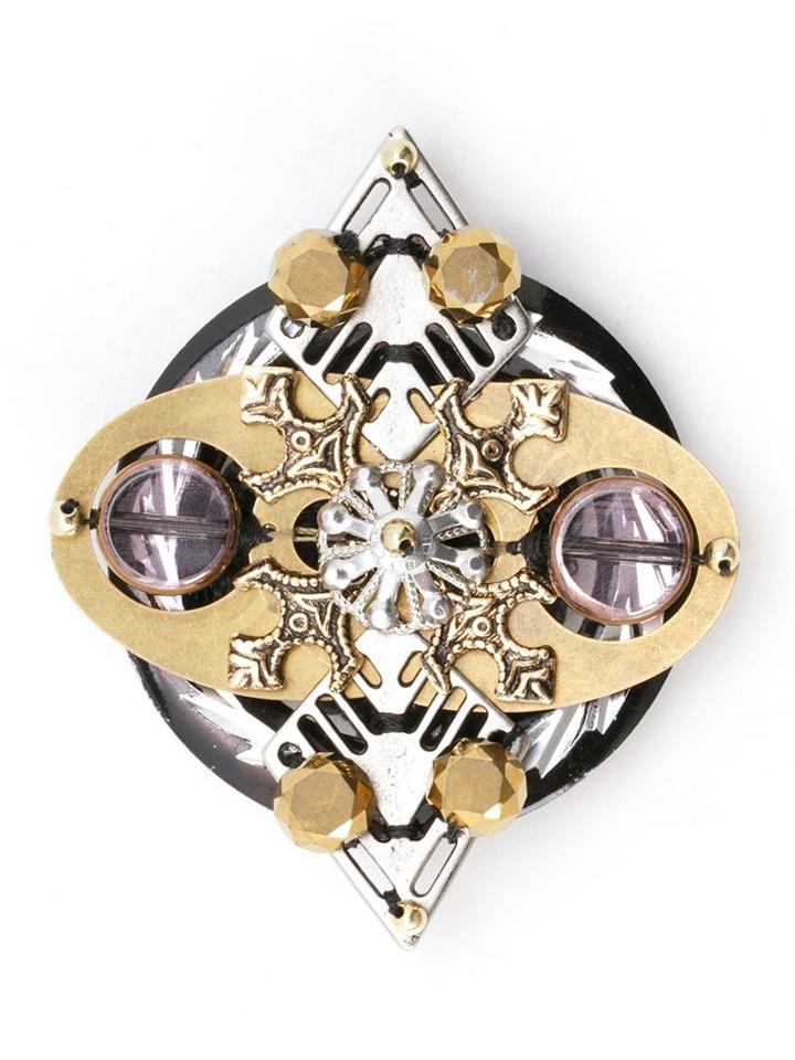 Emannuelle Junqueira Metallic Embellished Brooch