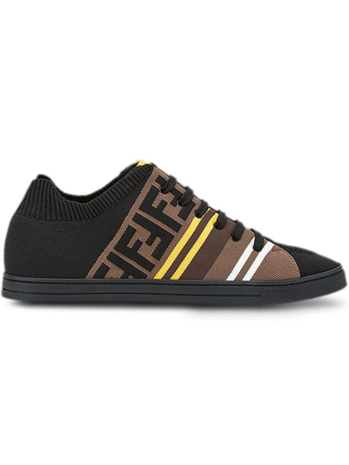 Fendi Ff Print Low-top Sneakers - Black