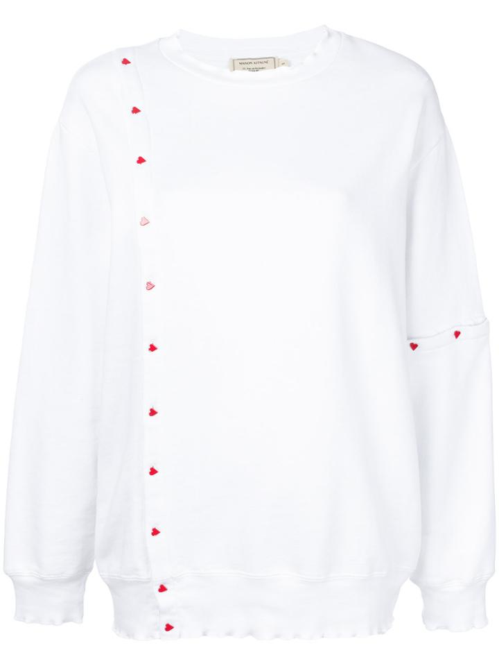 Maison Kitsuné Heart Button Sweatshirt - White