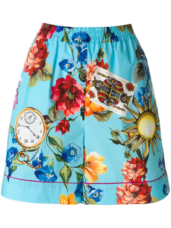 Dolce & Gabbana Printed Elasticated Waist Shorts - Blue