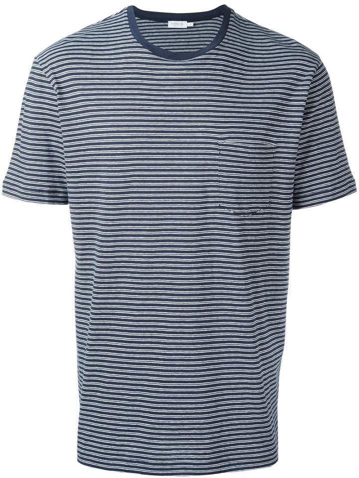 Sunspel Striped T-shirt, Men's, Size: Large, Blue, Cotton