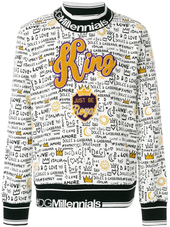 Dolce & Gabbana King Graffiti Print Sweatshirt - White