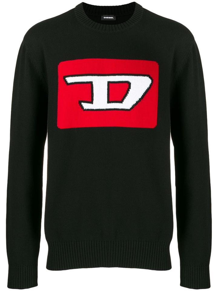 Diesel Logo Intarsia Jumper - Black