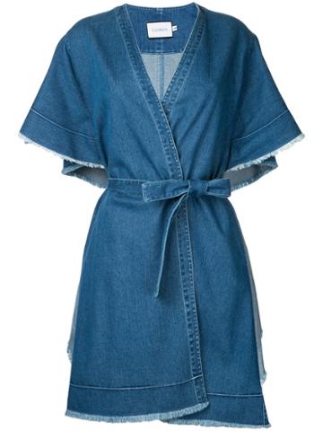 Co-mun - Ruffled Shortsleeves Denim Coat - Women - Cotton - 38, Blue, Cotton